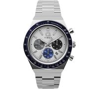 Timex Montre chronographe homme Q Sport TW2Y36200 - Quartz 40 mm Plexiglas acier inoxydable argent