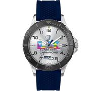 Timex Montre Gamer Super Bowl Champions LX Seattle Seahawks 42 mm - Bracelet Bleu, Cadran argenté, boîtier argenté
