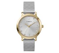Timex Montre Main Street 31 mm pour femme - Bracelet en maille argenté - Cadran argenté - Boîtier doré
