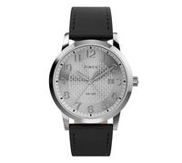 Timex Montre Main Street 38 mm pour homme - Bracelet noir - Cadran argenté - Boîtier argenté
