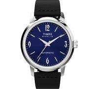 Timex TW2W93100 Marlin® Montre automatique pour homme avec bracelet en cuir 40 mm, bleu
