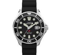 Timex Montre Meridian pour Homme Deep Water 44 mm - Cadran Noir en Deux pièces à dégagement Rapide et boîtier en Acier Inoxydable