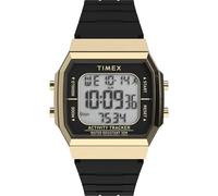 Timex Montre mixte Activity Tracker Sport 40 mm - Bracelet en silicone noir, cadran digital, boitier doré TW5M60900
