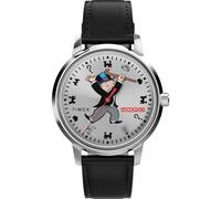Timex Montre Monopoly Marlin 38 mm pour homme - Bracelet noir - Cadran argenté - Boîtier en acier inoxydable
