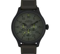 Timex Montre Multifonction pour Homme Expedition 43 mm - Bracelet Vert - Cadran Vert - Boîtier Noir