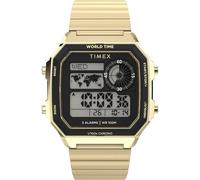 Timex Montre numérique pour homme 40 mm - Bracelet doré - Cadran numérique - Boîtier doré