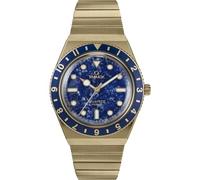 Timex Montre pour femme inspirée des plongeurs de 36 mm - Bracelet d'extension doré, cadran bleu, boîtier doré