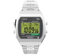 Timex Montre digitale Timex T80 TW2V74200 argent, étanche 3 ATM, bracelet acier, Taille One Size