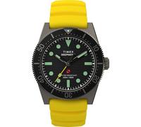 Timex Montre pour homme Deep Water Reef 41 mm - Bracelet jaune - Cadran noir - Boîtier en titane