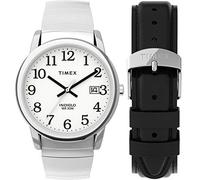 Timex Montre pour Homme Easy Reader 35 mm avec Date, Argenté/Noir, Sangle