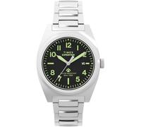 Timex Montre pour homme Expedition Capstone 39 mm - Bracelet en acier inoxydable - Cadran noir - Boîtier argenté