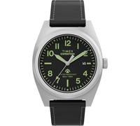Timex Montre pour homme Expedition Capstone 39 mm - Cadran noir deux pièces noir boîtier argenté