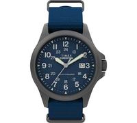 Timex Montre pour homme Expedition Field Post Solar 41 mm - Bleu à double couche avec cadran bleu et boîtier en métal