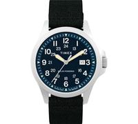 Timex Montre pour homme Expedition Field Solar 41 mm - Bracelet noir - Cadran bleu - Boîtier en acier inoxydable