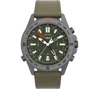 Timex Montre pour homme Expedition North Tide Temp Compass 43 mm - Bracelet marron cadran vert boîtier en métal