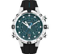 Timex Montre pour homme Expedition North Tide-Temp-Compass 45 mm - Bracelet noir, cadran vert, boîtier en acier inoxydable