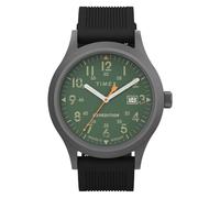 Timex Montre pour Homme Expedition Scout 40 mm - Bracelet en Silicone Noir, Cadran Vert, boitier Gris Acier TW4B30200