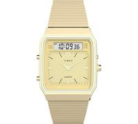 Timex Montre Q Reissue TW2Y06000 – Dorée analogique-numérique, bracelet acier 32 mm 3ATM Hommes
