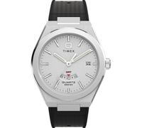 Timex Q - Timex GMT Silver Tone wth Black Rubber Strap 39mm case men Watches black|silver taille: ONE SIZE