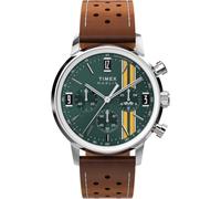 Timex Montre Homme Marlin Chronograph TW2W99100 – 40 mm, cuir brun, cadran vert, acier inoxydable