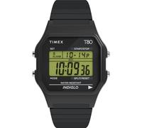 Timex Montre T80 34 mm, Extension Noire, Full Size, 34mm T80 Ton Noir Boîtier Numérique Cadran Noir Acier Inoxydable Extension Bracelet Montre