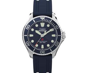 Timex Montre unisexe Deepwater Meridian 200 38 mm - Cadran bleu deux pièces à dégagement rapide boîtier en acier inoxydable
