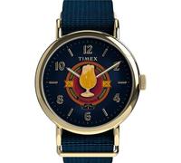 Timex Montre unisexe Harry Potter x Weekender Butterbeer de 40 mm - Cadran bleu à double couche et boîtier doré