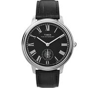 Timex Montre Waterbury Metropolitan 39 mm pour homme - Bracelet noir - Cadran noir - Boîtier en acier inoxydable