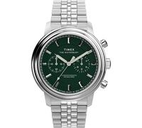 Timex Montre Waterbury Metropolitan 41 mm pour homme - Bracelet en acier inoxydable - Cadran vert - Boîtier en acier inoxydable