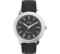 Timex Montre Waterbury Metropolitan 41 mm pour homme - Bracelet noir - Cadran noir - Boîtier en acier inoxydable