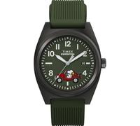 Timex Peanuts Expedition Snoopy Road Trip Montre pour Homme avec Cadran Vert en Deux Parties et boîtier argenté 39 mm
