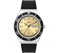 Timex Q Automatic Montre pour hommes, 40 mm, bracelet en acier inoxydable et caoutchouc synthétique, cadran champagne, boîtier en acier inoxydable TW2W47600