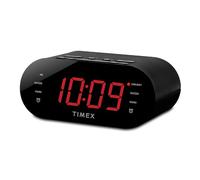 Timex Réveil pour chambre à coucher avec radio FM et 10 stations préréglées - Radio réveil avec double alarmes, grand écran, minuterie de sommeil et répétition - Noir (T232B)