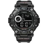 Timex Sport Montre pour hommes, 52 mm, bracelet en résine noir, cadran numérique, boîtier noir TW5M63400