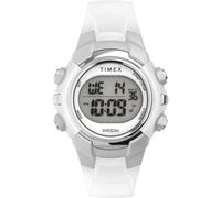 Timex Sport Montre unisexe, 33 mm, bracelet en résine blanc, cadran numérique, boîtier argenté TW5M61500
