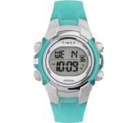 Timex Sport Montre unisexe, 33 mm, bracelet en résine bleu, cadran numérique, boîtier argenté TW5M61400