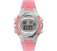 Timex Sport Montre unisexe, 33 mm, bracelet en résine rose, cadran numérique, boîtier argenté TW5M61600