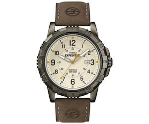 Timex - T49990 - Expédition Rugged - Montre Homme - Quartz Analogique - Cadran Beige - Bracelet Cuir Marron
