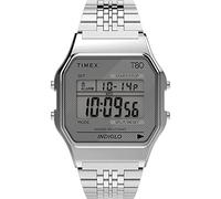 Timex Montre digitale T80 Mixte argent 34 mm Bracelet acier inoxydable TW2R79300