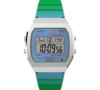 Timex T80 Montre unisexe, 36 mm, bracelet en résine bleu, cadran numérique, boîtier en acier inoxydable TW2V74500