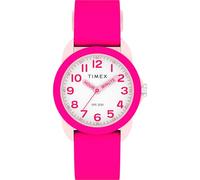 Timex Time Machines TW2W92200 Montre, 30 mm, Cadran Blanc, boîtier Rose, Bracelet en Silicone Rose, pour Enfants