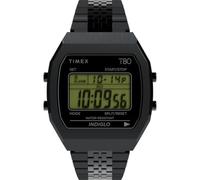 Timex Timex 80 TW2W91600 Montre pour Hommes, 36 mm, Bracelet en Acier Inoxydable Noir avec Cadran numérique et boîtier en Acier Inoxydable