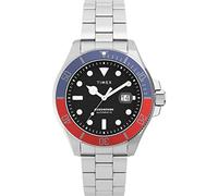 Timex Trend Montre mécanique pour Hommes, 43 mm, Bracelet en Acier Inoxydable, Cadran Bleu, boîtier argenté TW2V72100
