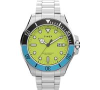 Timex Trend Montre pour hommes, 43 mm, bracelet en acier inoxydable, cadran vert, boîtier en acier inoxydable TW2V65300