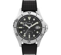 Timex Trend TW2Y15100 Montre pour Hommes de 41 mm, Bracelet synthétique, en Deux pièces, Cadran Noir, boîtier en Acier Inoxydable