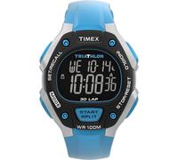 Timex Triathlon Classic TW5M67400 Montre, 38 mm, Bracelet Bleu en PU en 2 Parties, Cadran numérique et boîtier Gris, pour Hommes