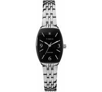 Timex TW2T50000 - Montre femme classique 21 mm boîtier tonneau argenté, cadran noir, Quartz, étanche 30 m