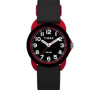Timex - TW2W91900 Machines Montre pour Enfant 30 mm avec Bracelet en Silicone Noir, Cadran Noir, Boîtier Rouge