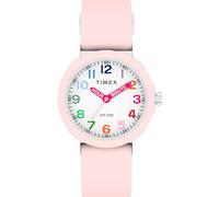 Timex - TW2W92000 Machines Montre pour Enfant 30 mm avec Bracelet en Silicone Rose, Cadran Blanc, Boîtier Blanc