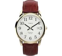 Timex TW2W95500 Easy Reader® Montre 35 mm avec Bracelet en Cuir Marron, Cadran Blanc, boîtier doré, pour Hommes